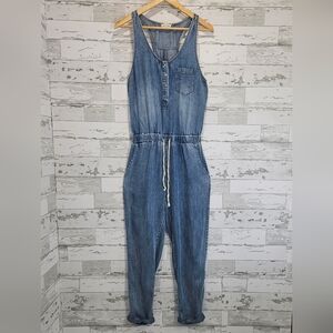 Aaron & Amber Sleeveless Jumpsuit Small Chambray Pockets Classic